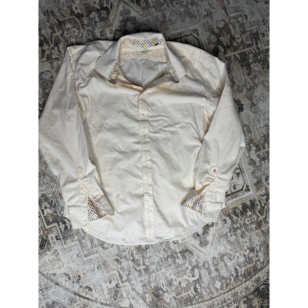 Robert Graham Shirt Mens Size XXL White Flip Cuff Casual Button Up Long Sleeve